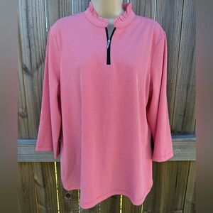 Chico’s Weekends Pink Textured 3/4 Sleeve Pullover Top Size 2 (M/L)